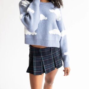 Y2K Plaid Micro Mini Skirt Almost Famous Navy Green Lined Skort L